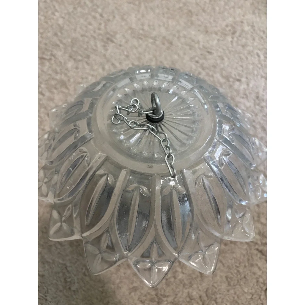 Vintage Mason Jar Glass Bird Feeder Hanging GardenDecor Clear PressedGlassFlower